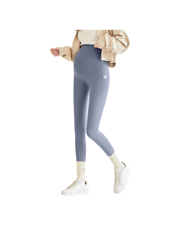 Maternity Flare Leggings Over The Belly Support Tight Soft Pants Solid Yoga Pregnancy Pants Breathable Workout Pants Blue XL