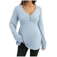 thumbnail image 1 of Cavosen Maternity Shirt Crew Neck Ribbed Knit Long Sleeve Pregnancy Tee Tops Button Down Stretchy Tunic Blouse Winter Soft Casual Clothes, 1 of 2