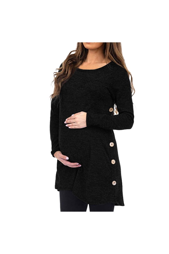 Maternity Shirts for Women Over Belly Button Sides Maternity Shirt Button Down Soft Blouses Tunic Pregnancy Casual Clothes