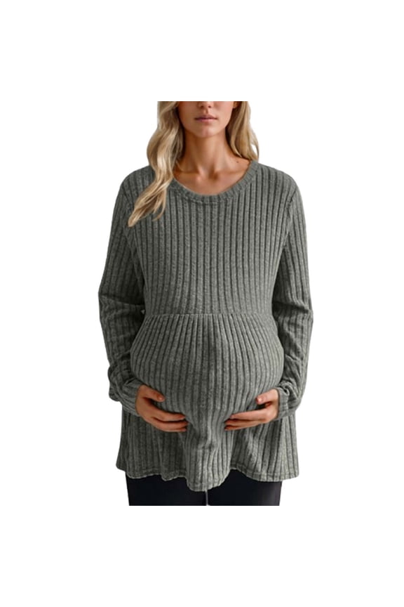 Maternity Tops for Women Long Sleeve Pregnancy Shirts Side Ruched Stretchy Tunic Basic Layer Fall Soft Workout Clothes