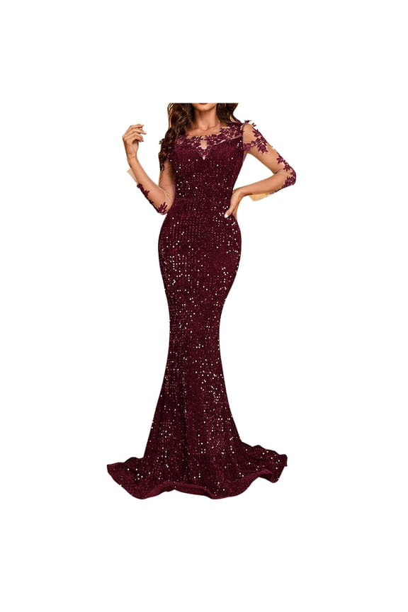 Maxi Dress with Sleeveless V Neck Sleeveless Bodycon Maxi Mermaid Evening Gowns Sequins Ball Dress Elegant Wedding Guest Cocktail Party Dress