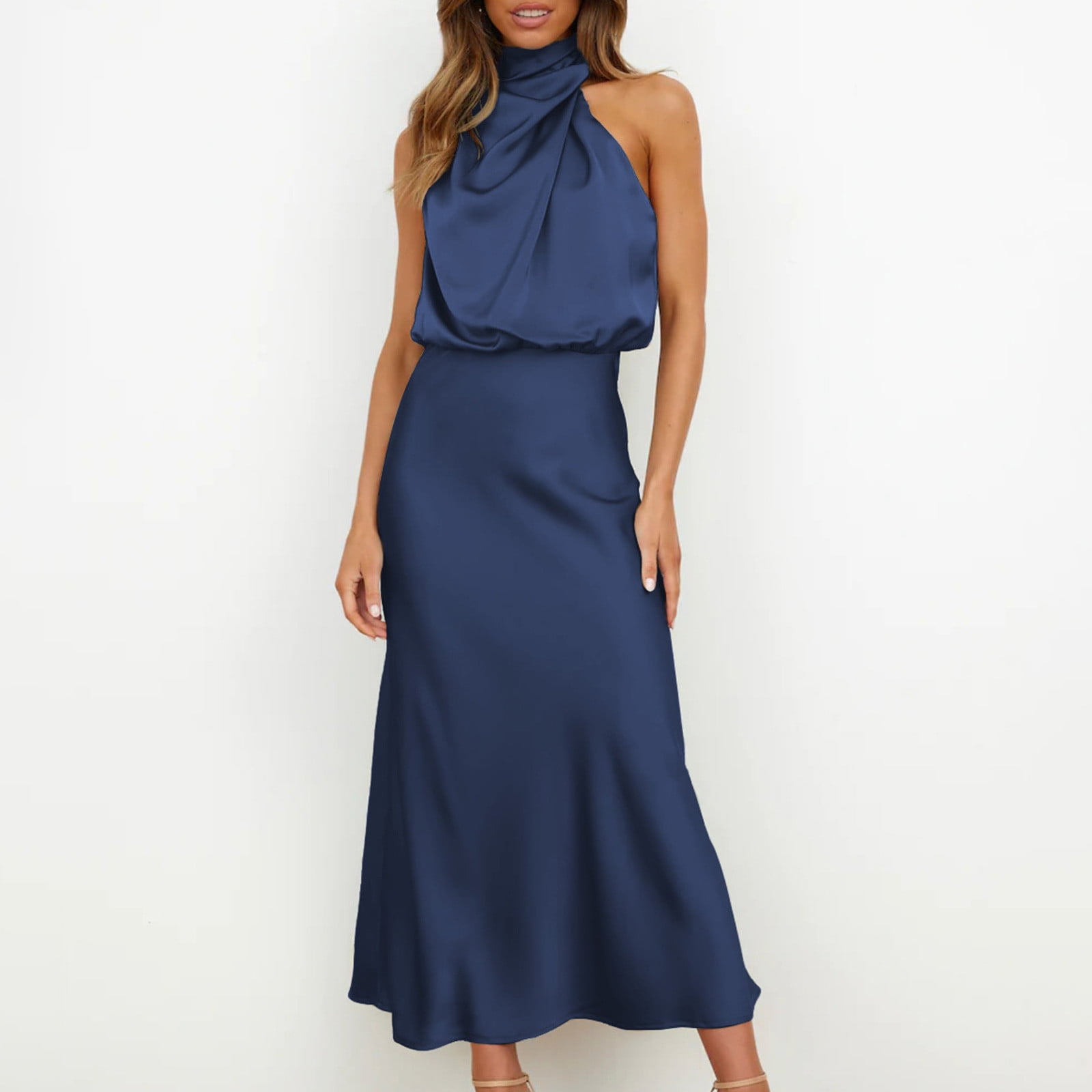 Long Blue Maxi Party Dress for Women