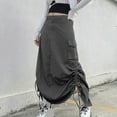 thumbnail image 1 of Cavosen Maxi Skirts for Women Long Length Ankle Length Cargo Skirts Drawstring Summer Skirts High Waist Plain Pencil Skirts Dress Button Zipper with Pocket Beachwear Gray M, 1 of 8