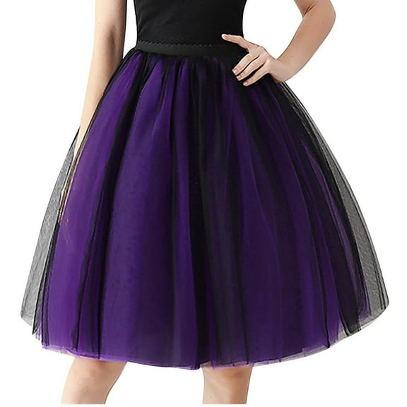Cavosen Maxi Skirts for Women Elastic Waist Midi Ball Skirt A Line Solid Short Skirts Elegant Workout Office Skirt