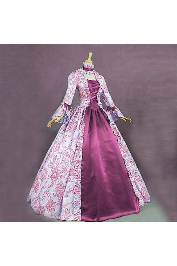 Medieval Dress for Women Renaissance Gothic Retro Dress Square Neck Maxi Dress Long Dress Long Bell Sleeve Floor Length Dress Lace Patchwork Traditional Vintage Court Dress