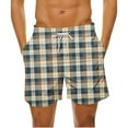 thumbnail image 1 of Cavosen Men Basketball Shorts Casual Drawstring Elastic Waistband Shorts with Pocket Plaid Breathable Lightweight Shorts Summer Workout Shorts White S, 1 of 4