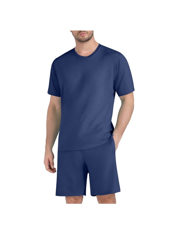 Men Suits Sets 2PC Mesh Big and Tall Drawstring Short Sleeve Crewneck Shirt Shorts Solid Beach Tracksuit with Pockets
