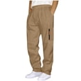 thumbnail image 1 of Cavosen Men's Dress Pants with Zipper Pocket Solid Elastic Waist Sweatpants Drawstring Straight Leg Workout Pants, 1 of 6