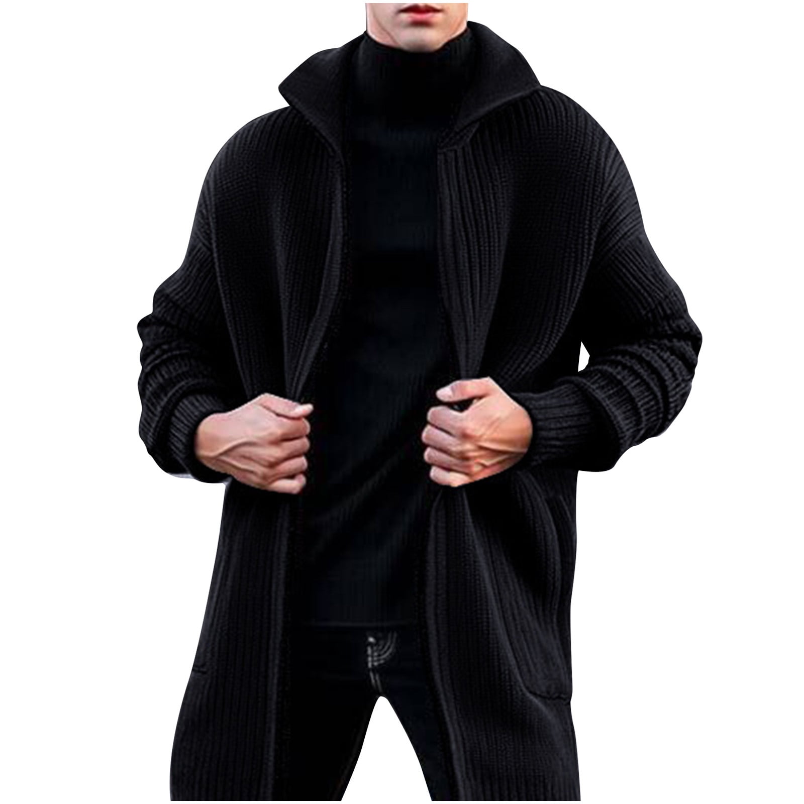 Cavosen Men's Fleece Sweater Lightweight Coat with Pockets Warm Office ...