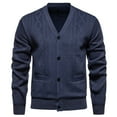 thumbnail image 1 of Cavosen Men's Knit Cardigan Sweater Lapel Long Sleeve Button Down Coat with Pockets Solid Color Versatile Fall Clothes, 1 of 5