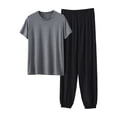 thumbnail image 1 of Cavosen Men's Short Pajama Sets 2 Piece Casual Crewneck Short Sleeve Sleepwear with Jogger Pants Solid Breathable Loungewear Summer Soft Matching Set, 1 of 5