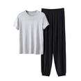 thumbnail image 1 of Cavosen Men's Short Pajama Sets 2 Piece Casual Crewneck Short Sleeve Sleepwear with Jogger Pants Solid Breathable Loungewear Summer Soft Matching Set, 1 of 5