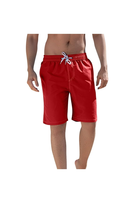 Mens Basketball Shorts Cargo Drawstring Elastic Waistband Shorts with Pocket Solid Breathable Lightweight Shorts Summer Activewear Shorts Red M