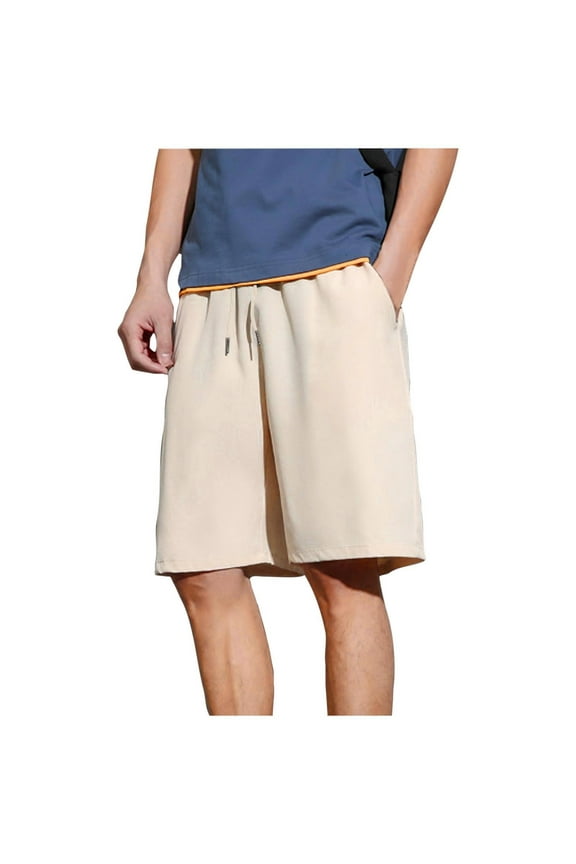 Mens Basketball Shorts with Pockets Sport Elastic Waistband Shorts with Zipper Pockets Solid Breathable Lightweight Shorts Training Summer Versatile Shorts Khaki L