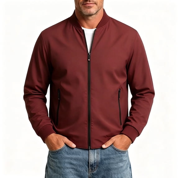 Cavosen Mens Jackets Long Sleeve Zipper Loose Cropped Jacket Soft Solid Casual Lightweight Fall Outfits