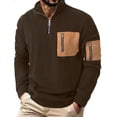thumbnail image 1 of Cavosen Mens Long Sleeve T Shirts Shirt with Pocket Zipper Solid Lightweight Loose Tee Breathable Casual Tops, 1 of 5