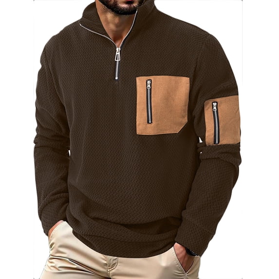 Cavosen Mens Long Sleeve T Shirts Shirt with Pocket Zipper Solid Lightweight Loose Tee Breathable Casual Tops