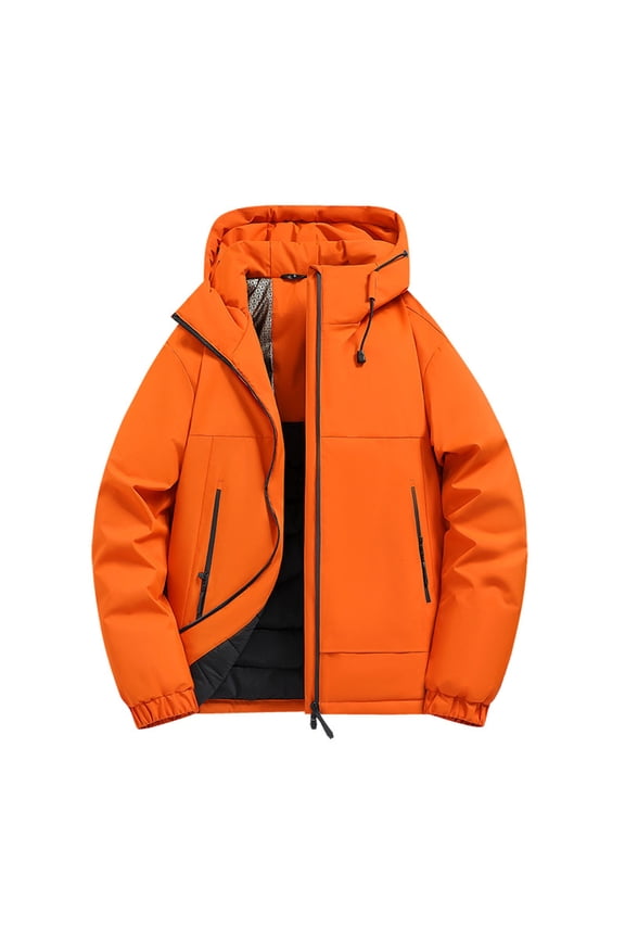 Mens' Outerwear Jackets Thickened Waterproof Winter Warm Down Jacket Zip Up Packable Packable Coat with Hood Trendy Insulated Travel Outerwear