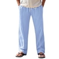 thumbnail image 1 of Cavosen Mens Pants Business Casual Linen Big and tall Slacks Pants Zip Straight Trousers Solid Pants with Pockets, 1 of 6