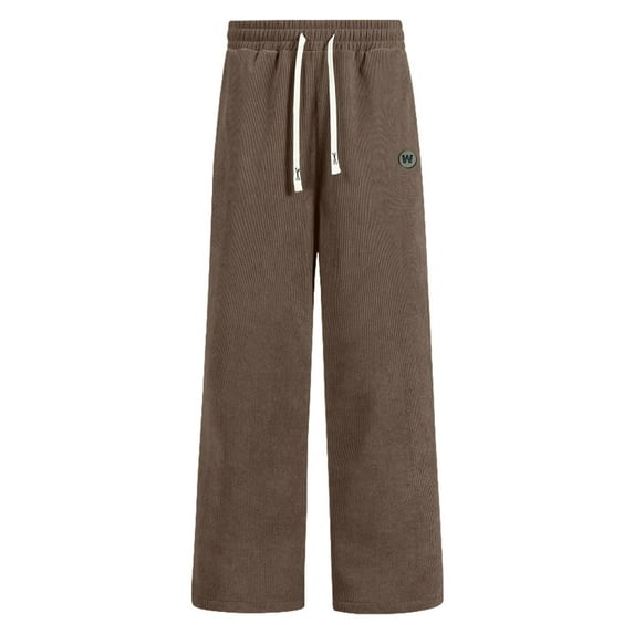 Cavosen Mens Straight Leg Pants with Drawstring Fleece Full Length Corduroy Elastic Waist Pants Causual Pants