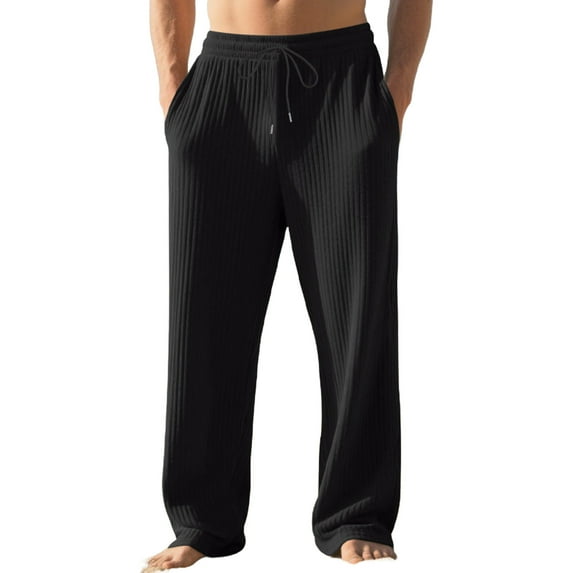Cavosen Mens Straight Leg Pants with Drawstring Full Length Elastic Waist Pants with Pocket Causual Pants