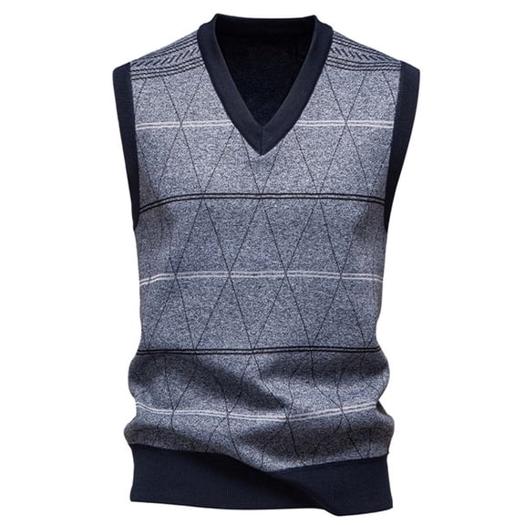 Cavosen Mens Sweaters Soft Fleece V Neck Sweatshirt Stretch Stripe Loose Pullover Winter Fall Lightweight Classic Vest