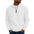thumbnail image 1 of Cavosen Mens Tees Waffle Long Sleeve T Shirt Zipper Solid Lightweight Loose Shirt Breathable Comfortable Tops, 1 of 6