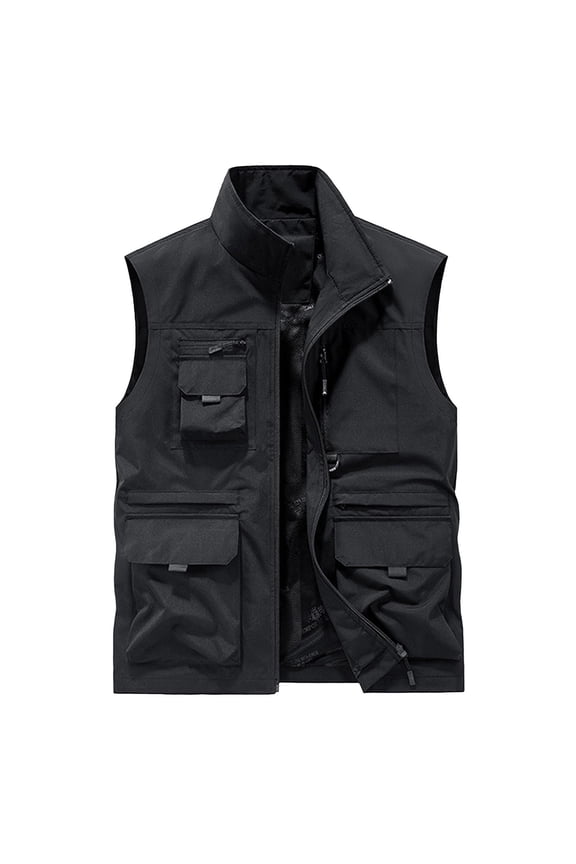 Mens Zip up Jacket Lightweight Dry Faster Sleeveless Cargo Vest Thermal Solid Coat Fall Breathable Hiking Travel Tops
