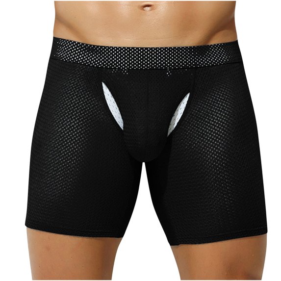Cavosen Mesh Underwear for Men Elastic Waist Mid Length Trunks Soft Comfortable Everyday Underpants 1Pack
