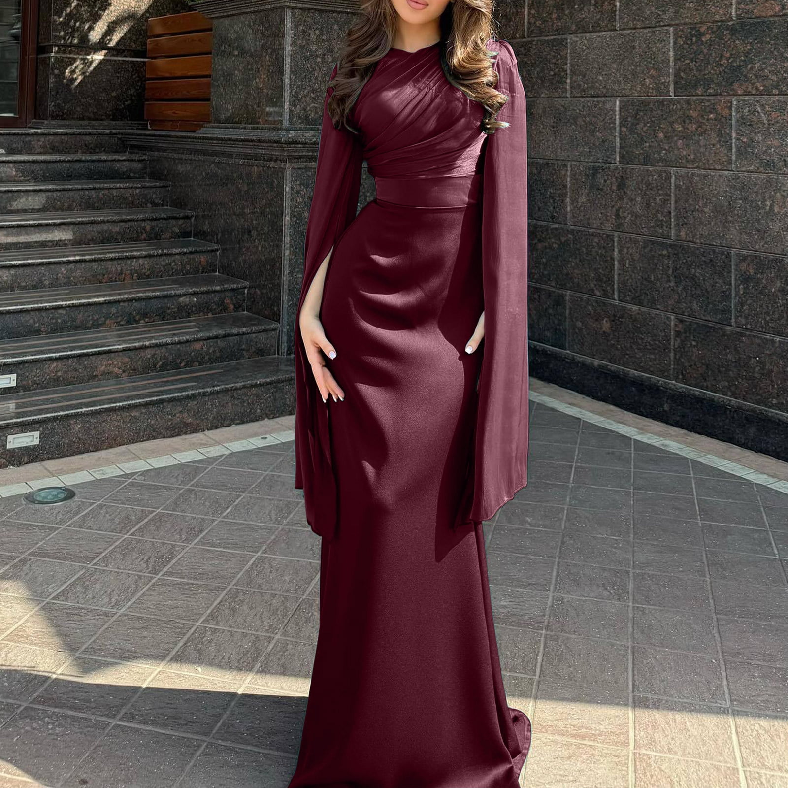 fitted lace wedding dress Mermaid Maxi Elastic Cloth Mother of The Groom Dresses COCOMELODY CM0260, Fuchsia main image 1