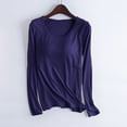 thumbnail image 1 of Cavosen Night Shirts for Women Long Sleeves with Built in Bra Modal Cotton Solid Color Soft Shirts Crewneck Pajama Blouse No Rims Padded Tops Fall Winter Clothes Blue 3XL, 1 of 9