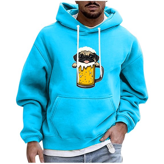 Cavosen Oktoberfest Cotton Hoodie Big and Tall Long Sleeve Loose Hoodie with Pocket Beer Graphic Stretch Drawstring Sweatshirt Athletic Tops