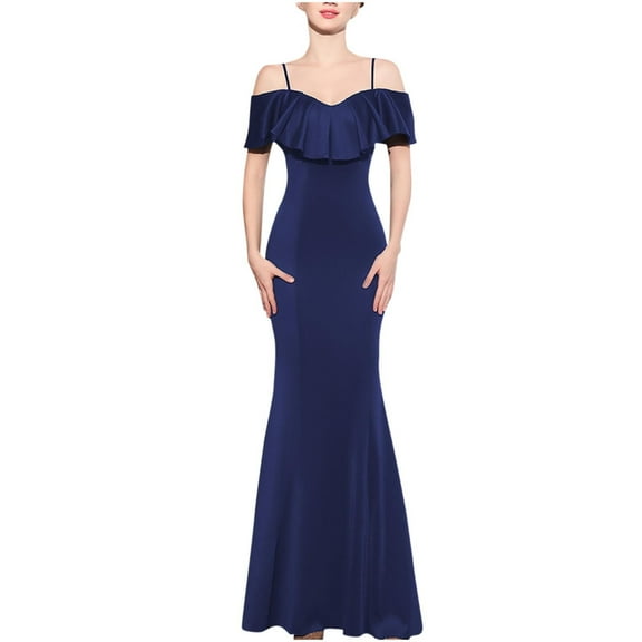 Cavosen One Shoulder Dresses for Women Bodycon Spaghetti Maxi Mermaid Short Sleeve Evening Gowns Cocktail Elegant Dress