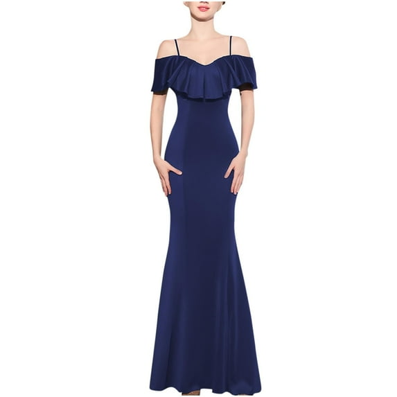 Cavosen One Shoulder Dresses for Women Bodycon Spaghetti Maxi Mermaid Short Sleeve Evening Gowns Cocktail Elegant Dress