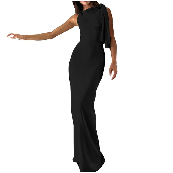 Cavosen One Shoulder Dresses for Women Sleeveless Maxi Mermaid Evening Gowns Off the Shoulder Cocktail Elegant Dress