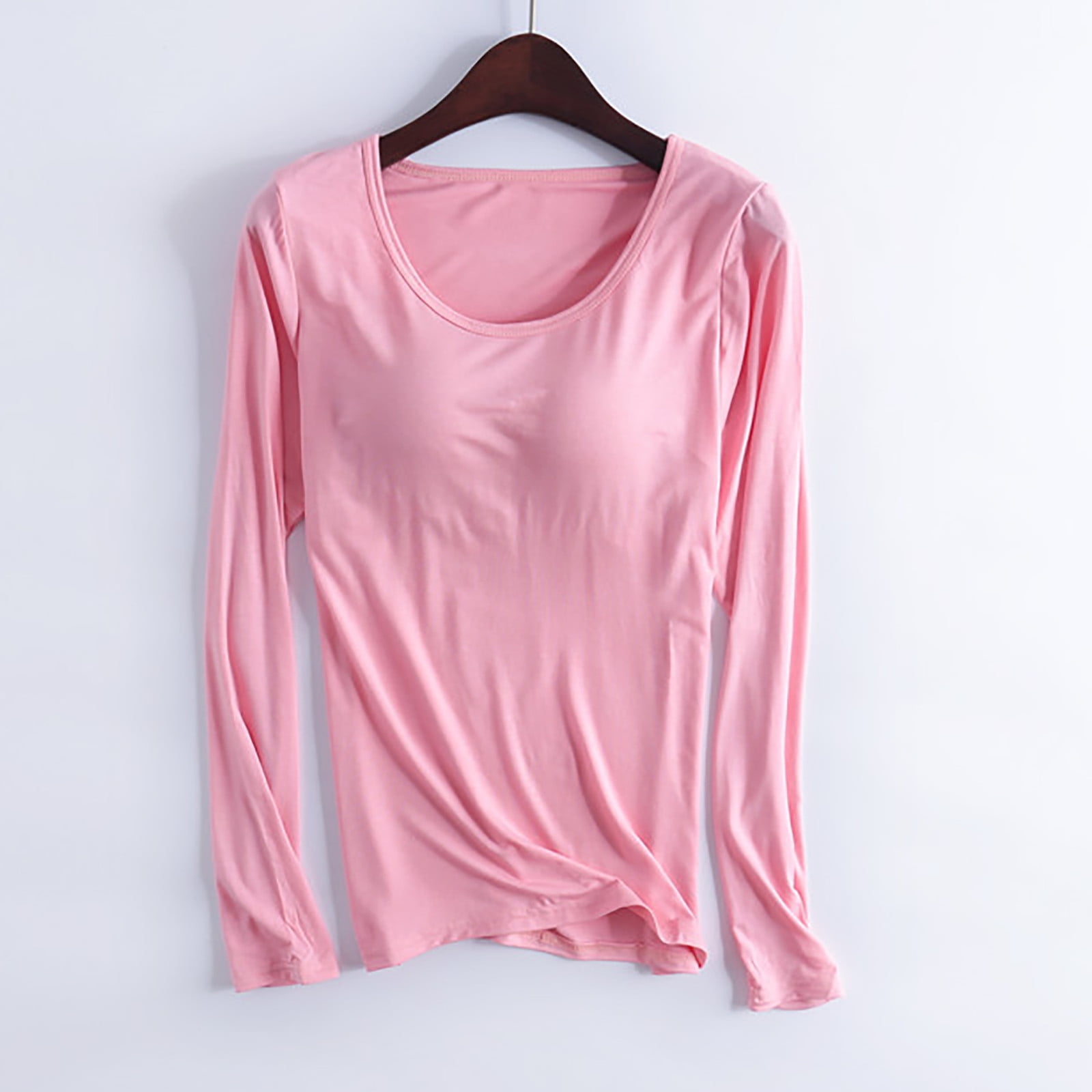 Cavosen Padded Shirts for Women with Built in Bra Modal Cotton Solid ...