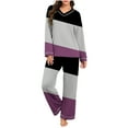 thumbnail image 1 of Cavosen Pajamas for Women Set V NeckLong Sleeve Pajama Set Stripe Loungewear Fall Sleepwear, 1 of 7
