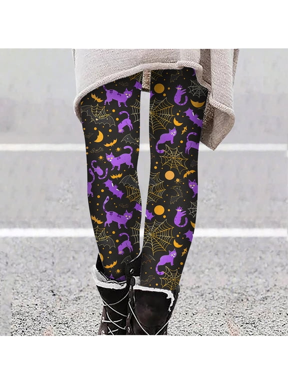 Pants for Womens Halloween Funny Graphic Print Butt Lifting Soft Full Length Leggings Elastic Waist Bottom Party Pants