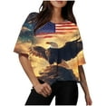 thumbnail image 1 of Cavosen Patriotic Clothes for Women Petite 4th of July Short Sleeve Round Neck Shirts USA Star Striped Print Shirts Lady XL Red White and Blue Casual Tops Patriotic Tunic Tees Patriotic Blouses, 1 of 4