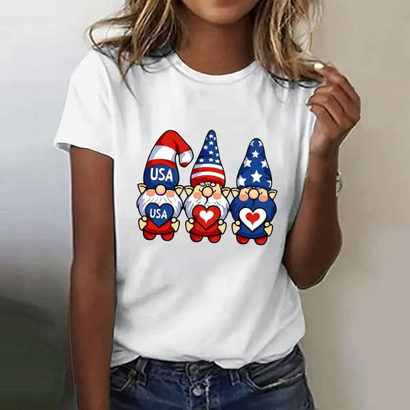 Cavosen Patriotic Clothes for Women Plus Size 4th of July Short Sleeve Crew Neck Tops American Flag Print T Shirts Lady 2X Red White and Blue Casual Tops Patriotic Tunic Tees 2025 Patriotic Clothes