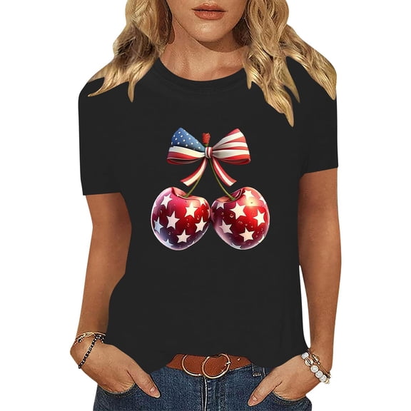 Cavosen Patriotic Clothes for Women Plus Size Independence Day Short Sleeve Crew Neck T Shirts American Flag Graphic Shirts Lady 3X 4th of July Casual Shirts Red White and Blue Tunic Tees