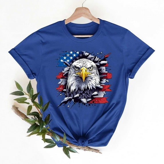 Cavosen Patriotic Shirts for Women Petite Independence Day Short Sleeve Crew Neck T Shirts American Flag Graphic Tops Lady S 4th of July Casual T Shirts Red White and Blue Tunic Tees