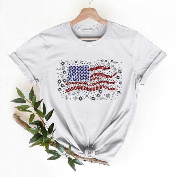 Cavosen Patriotic Shirts for Women Petite Patriotic Short Sleeve Crewneck Tops USA Flag Print T Shirts Lady M Independence Day Casual Tops Funny 4th of July Tunic Tees 2025 Summer Patriotic Clothes