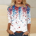 thumbnail image 1 of Cavosen Patriotic Shirts for Women Plus Size Independence Day 3/4 Sleeve Crewneck Shirts American Flag Graphic Tops Lady 5X 4th of July Casual T Shirts Red White and Blue Tunic Tees Patriotic Outfits, 1 of 5