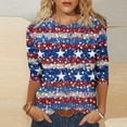 thumbnail image 1 of Cavosen Patriotic Tops for Women Petite 4th of July 3/4 Sleeve Crew Neck Shirts USA Star Striped Print Shirts Lady XL Red White and Blue Casual Tops Funny Patriotic Tunic Tees 2025 Patriotic Blouses, 1 of 5
