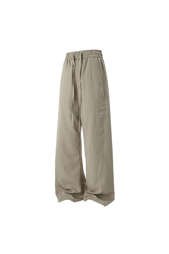 Petite Pants for Men Plus Size Drawstring Straight Pants with Pockets Elastic Waist Trousers Lightweight Trendy Pants