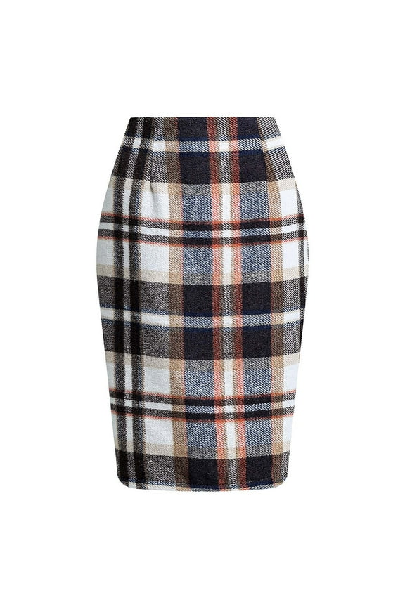 Plaid Midi Skirt High Waist Bodycon Pencil Skirts Skirts Elegant Bussiness Cocktail Party Skirt