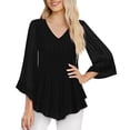 thumbnail image 1 of Cavosen Plus Size Blouses Sequin Cocktail Party V Neck Dressy Tops Solid Mesh Flowy Shirt Spring Elegant Tops, 1 of 7
