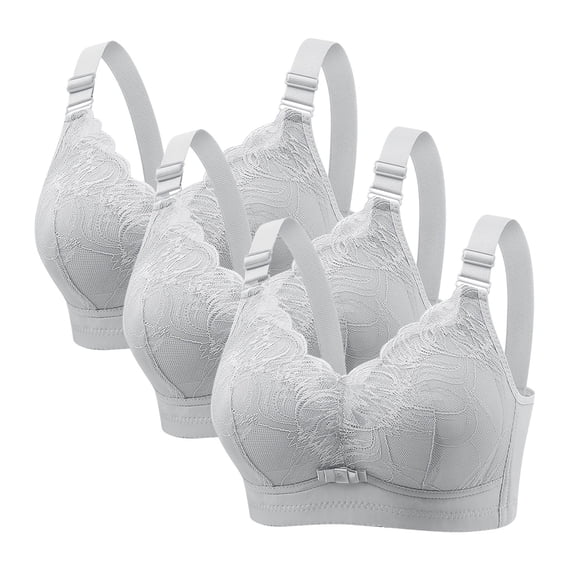 Cavosen Plus Size Bras for Women 3 Pack Lace Padded Wirefree Wide Straps Soft Breathable Push Up Full Coverage Everyday Bra
