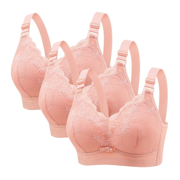 Cavosen Plus Size Bras for Women 3 Pack Lace Padded Wirefree Wide Straps Soft Breathable Push Up Full Coverage Everyday Bra